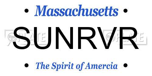 SUNRVR Massachusetts License Plate
