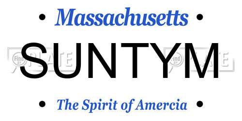 SUNTYM Massachusetts License Plate