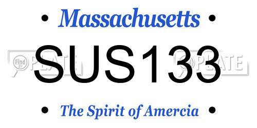 SUS133 Massachusetts License Plate
