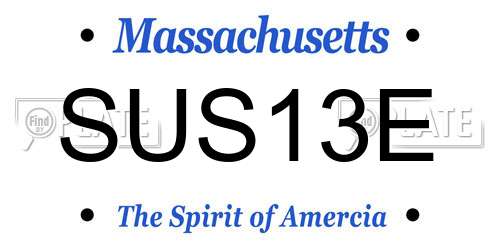 SUS13E Massachusetts License Plate