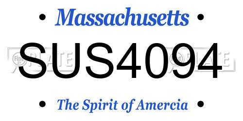 SUS4094 Massachusetts License Plate