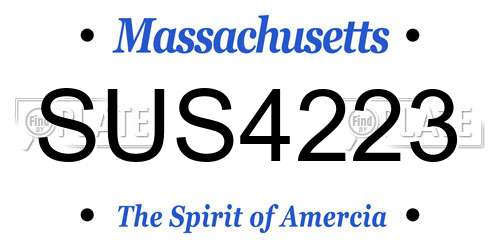 SUS4223 Massachusetts License Plate
