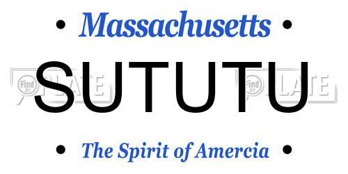 SUTUTU Massachusetts License Plate