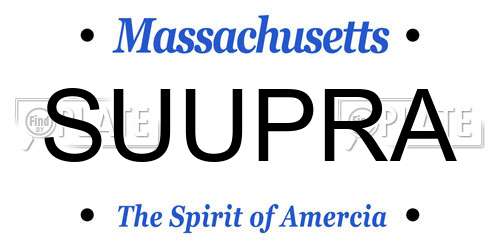 SUUPRA Massachusetts License Plate