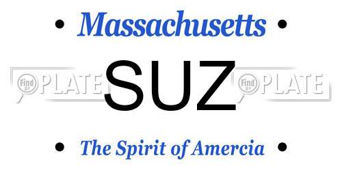 SUZ Massachusetts License Plate