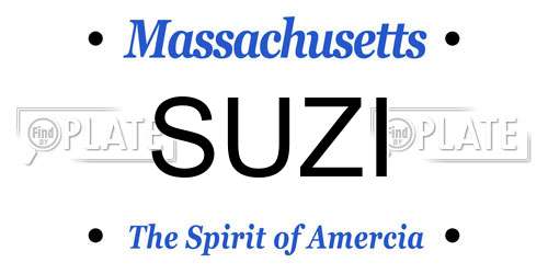 SUZI Massachusetts License Plate