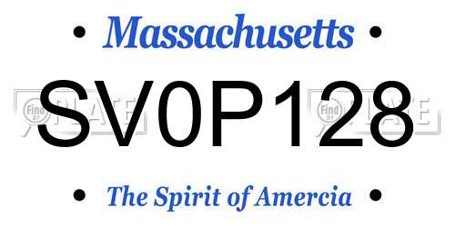 SV0P128 Massachusetts License Plate
