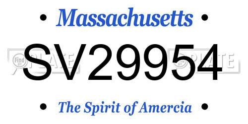 SV29954 Massachusetts License Plate
