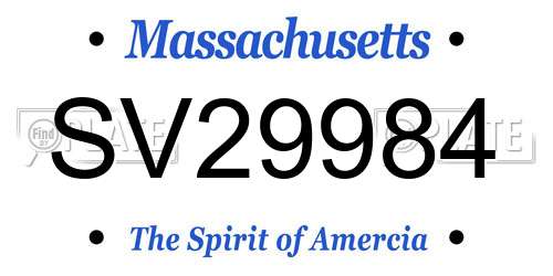 SV29984 Massachusetts License Plate