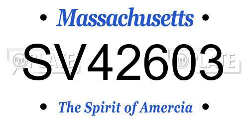 SV42603 Massachusetts License Plate