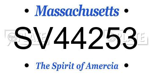 SV44253 Massachusetts License Plate