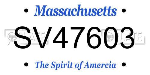 SV47603 Massachusetts License Plate