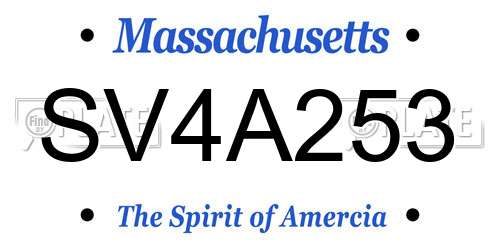 SV4A253 Massachusetts License Plate