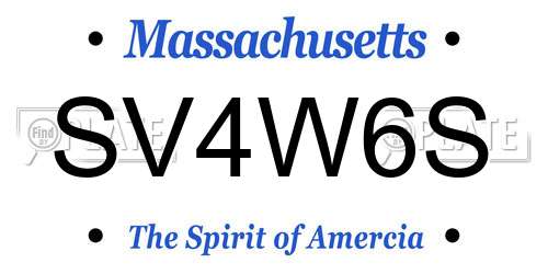 SV4W6S Massachusetts License Plate