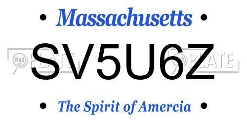 SV5U6Z Massachusetts License Plate