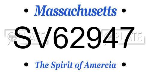 SV62947 Massachusetts License Plate