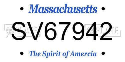 SV67942 Massachusetts License Plate
