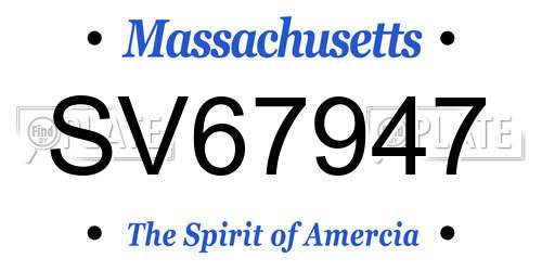 SV67947 Massachusetts License Plate