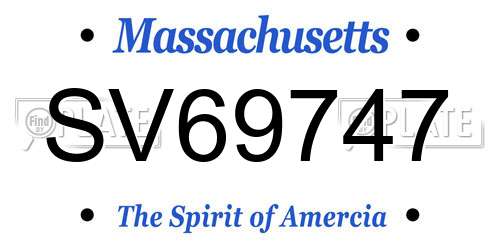 SV69747 Massachusetts License Plate