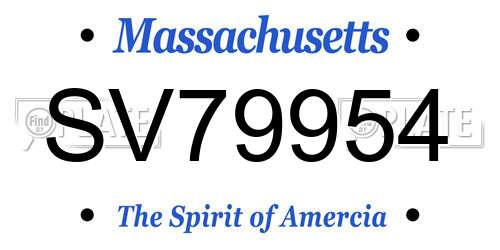 SV79954 Massachusetts License Plate
