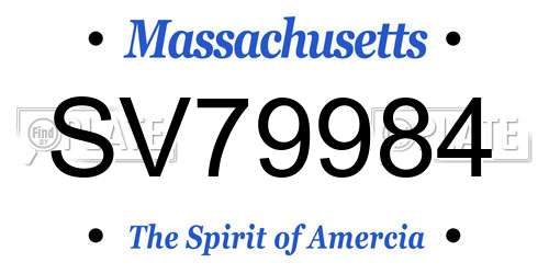 SV79984 Massachusetts License Plate