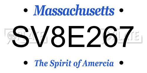 SV8E267 Massachusetts License Plate