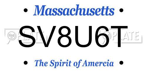 SV8U6T Massachusetts License Plate
