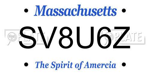 SV8U6Z Massachusetts License Plate