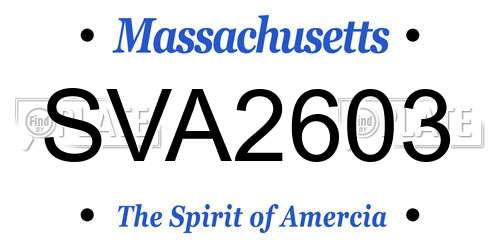 SVA2603 Massachusetts License Plate