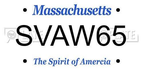 SVAW65 Massachusetts License Plate