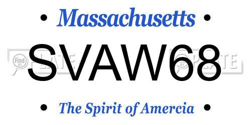 SVAW68 Massachusetts License Plate