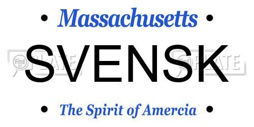 SVENSK Massachusetts License Plate