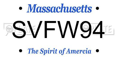 SVFW94 Massachusetts License Plate