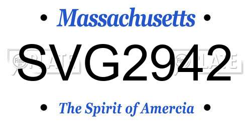 SVG2942 Massachusetts License Plate