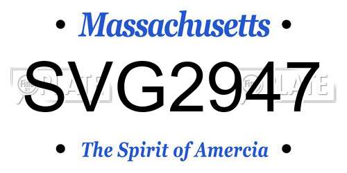 SVG2947 Massachusetts License Plate
