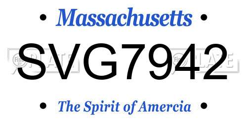 SVG7942 Massachusetts License Plate