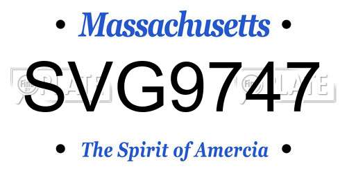SVG9747 Massachusetts License Plate