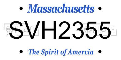 SVH2355 Massachusetts License Plate