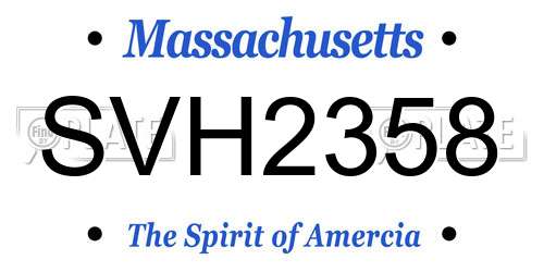 SVH2358 Massachusetts License Plate