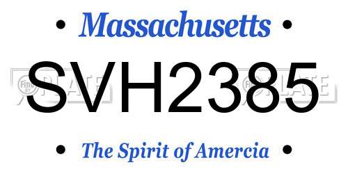 SVH2385 Massachusetts License Plate