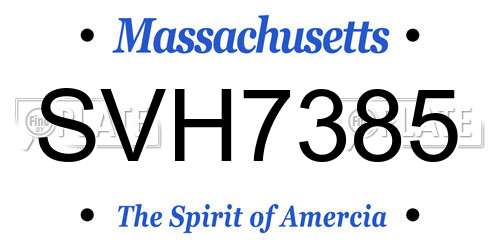 SVH7385 Massachusetts License Plate