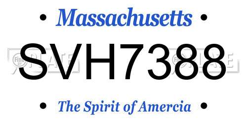SVH7388 Massachusetts License Plate