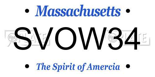SVOW34 Massachusetts License Plate