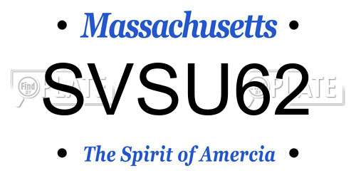 SVSU62 Massachusetts License Plate
