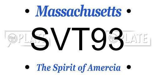 SVT93 Massachusetts License Plate