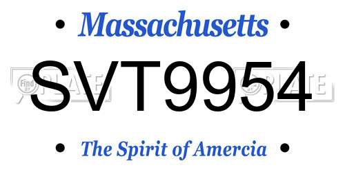 SVT9954 Massachusetts License Plate