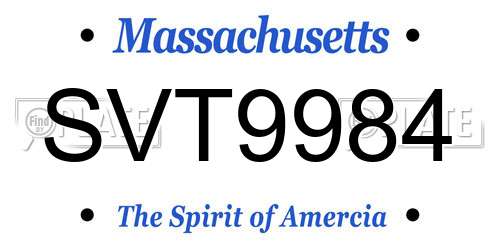 SVT9984 Massachusetts License Plate