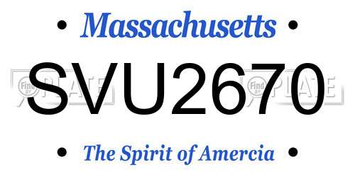 SVU2670 Massachusetts License Plate