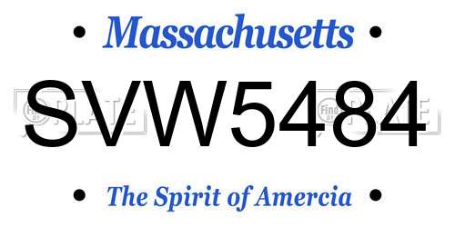 SVW5484 Massachusetts License Plate