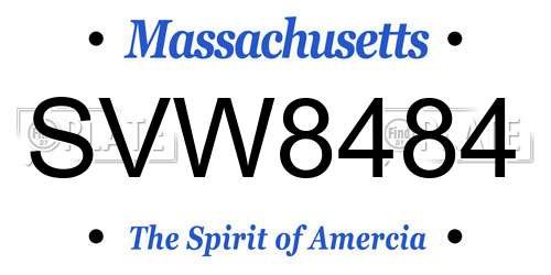 SVW8484 Massachusetts License Plate